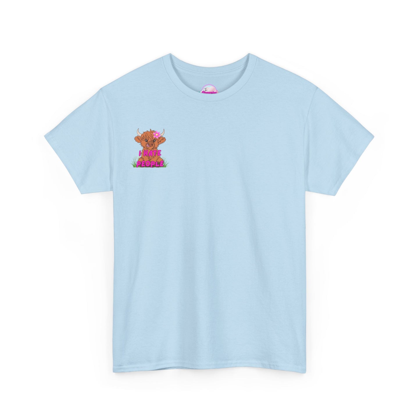 Highland Cow Graphic Tee - I Hate People - Unisex Heavy Cotton T-Shirt