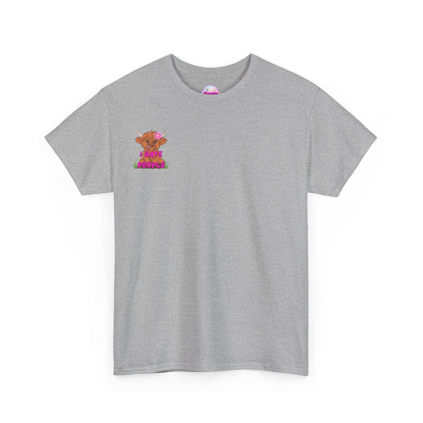 Highland Cow Graphic Tee - I Hate People - Unisex Heavy Cotton T-Shirt