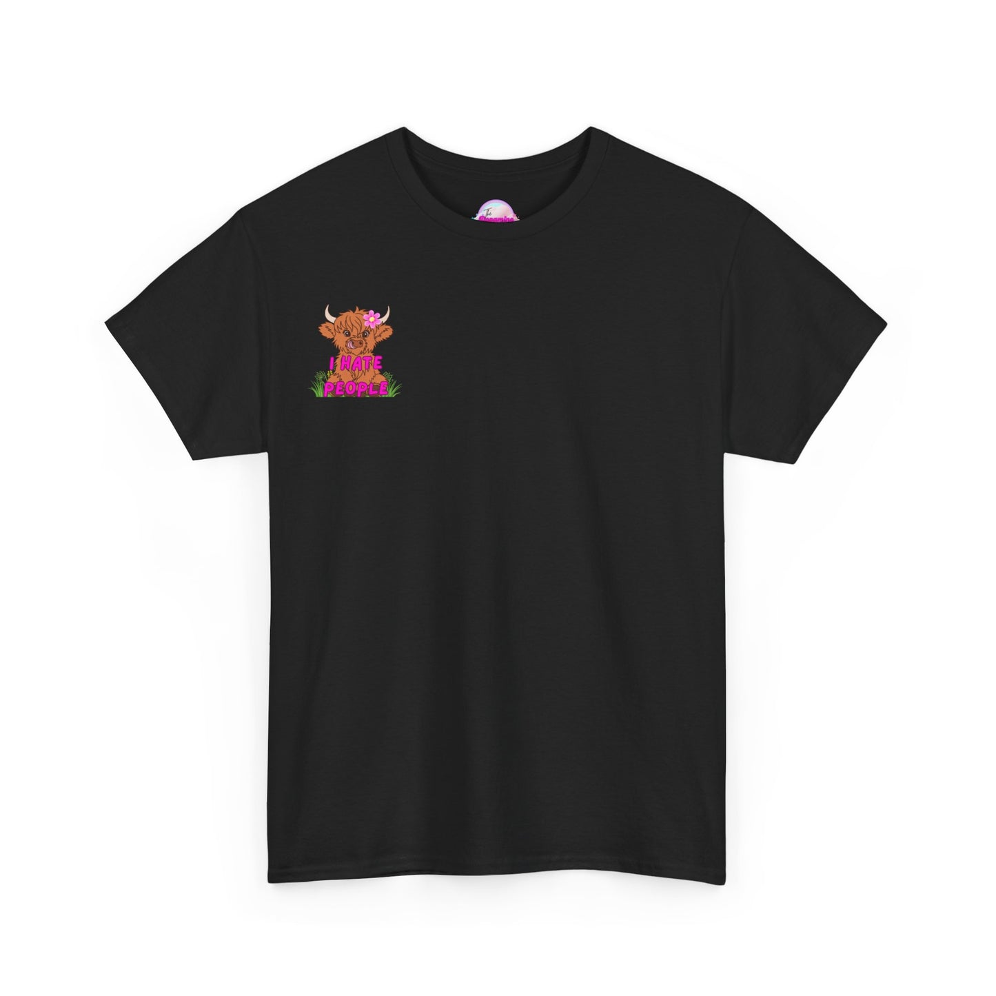 Highland Cow Graphic Tee - I Hate People - Unisex Heavy Cotton T-Shirt
