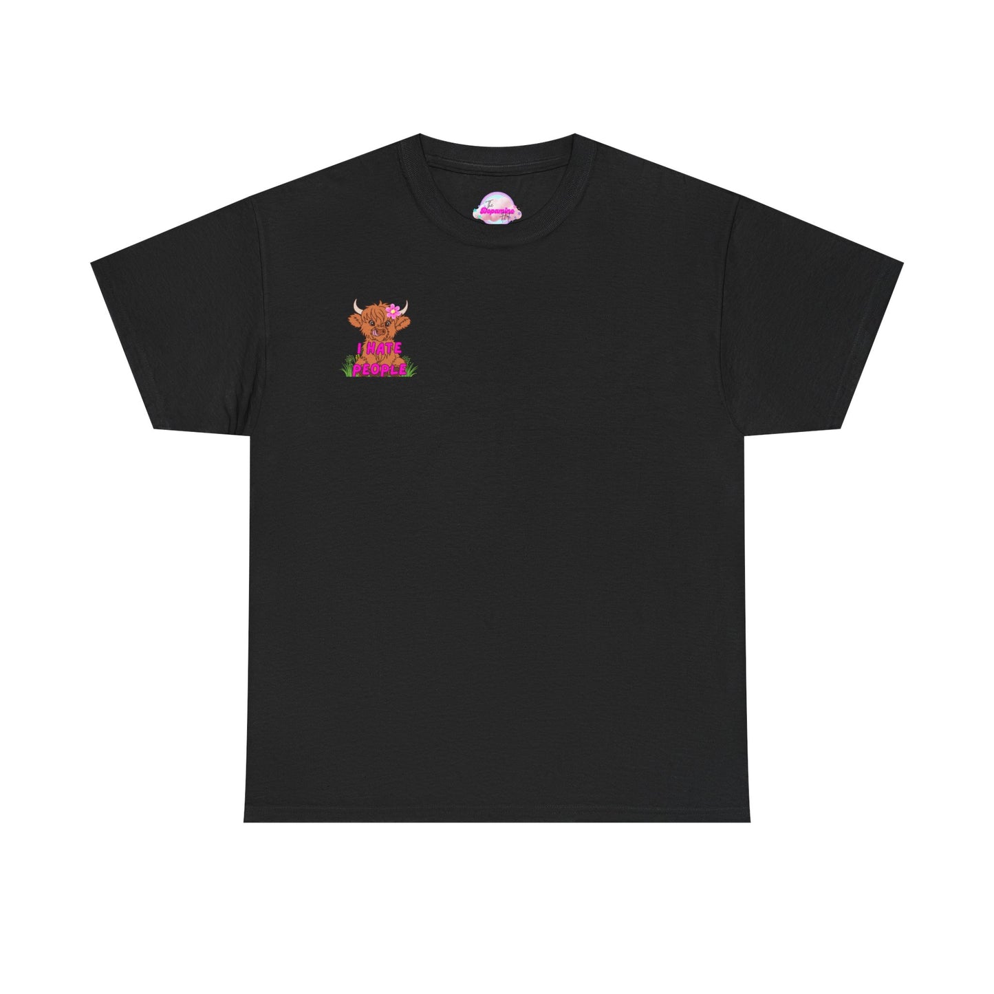 Highland Cow Graphic Tee - I Hate People - Unisex Heavy Cotton T-Shirt