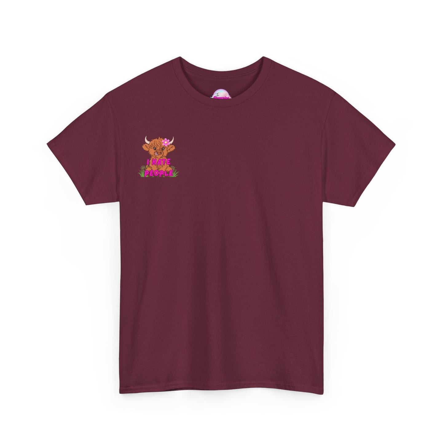 Highland Cow Graphic Tee - I Hate People - Unisex Heavy Cotton T-Shirt