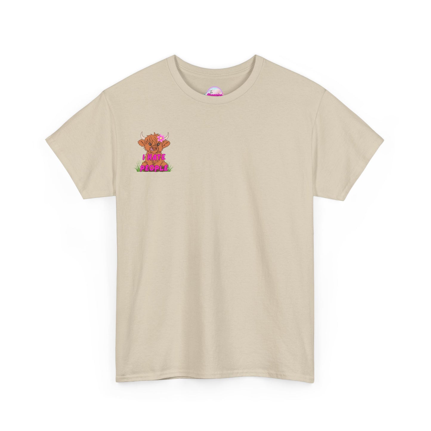 Highland Cow Graphic Tee - I Hate People - Unisex Heavy Cotton T-Shirt