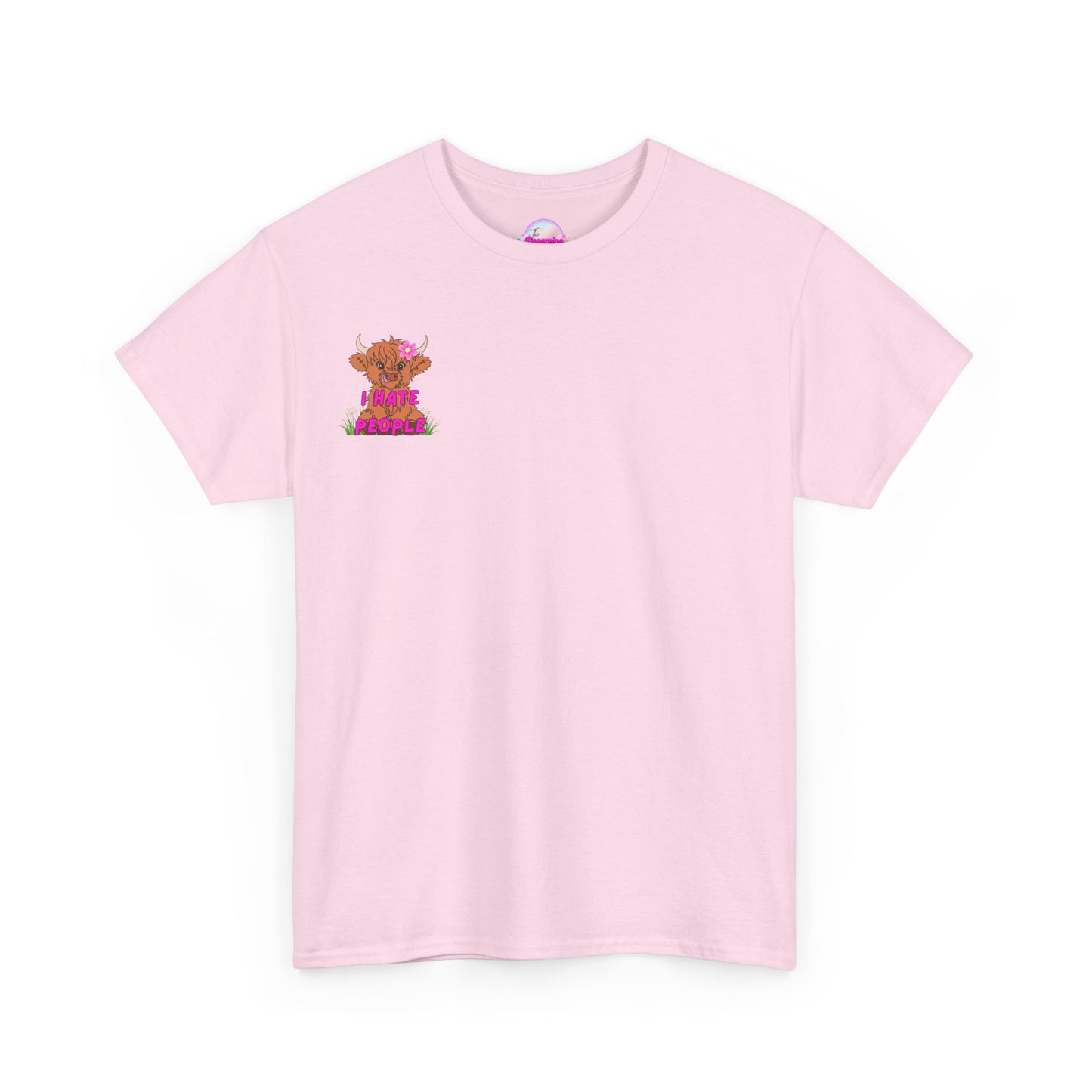 Highland Cow Graphic Tee - I Hate People - Unisex Heavy Cotton T-Shirt