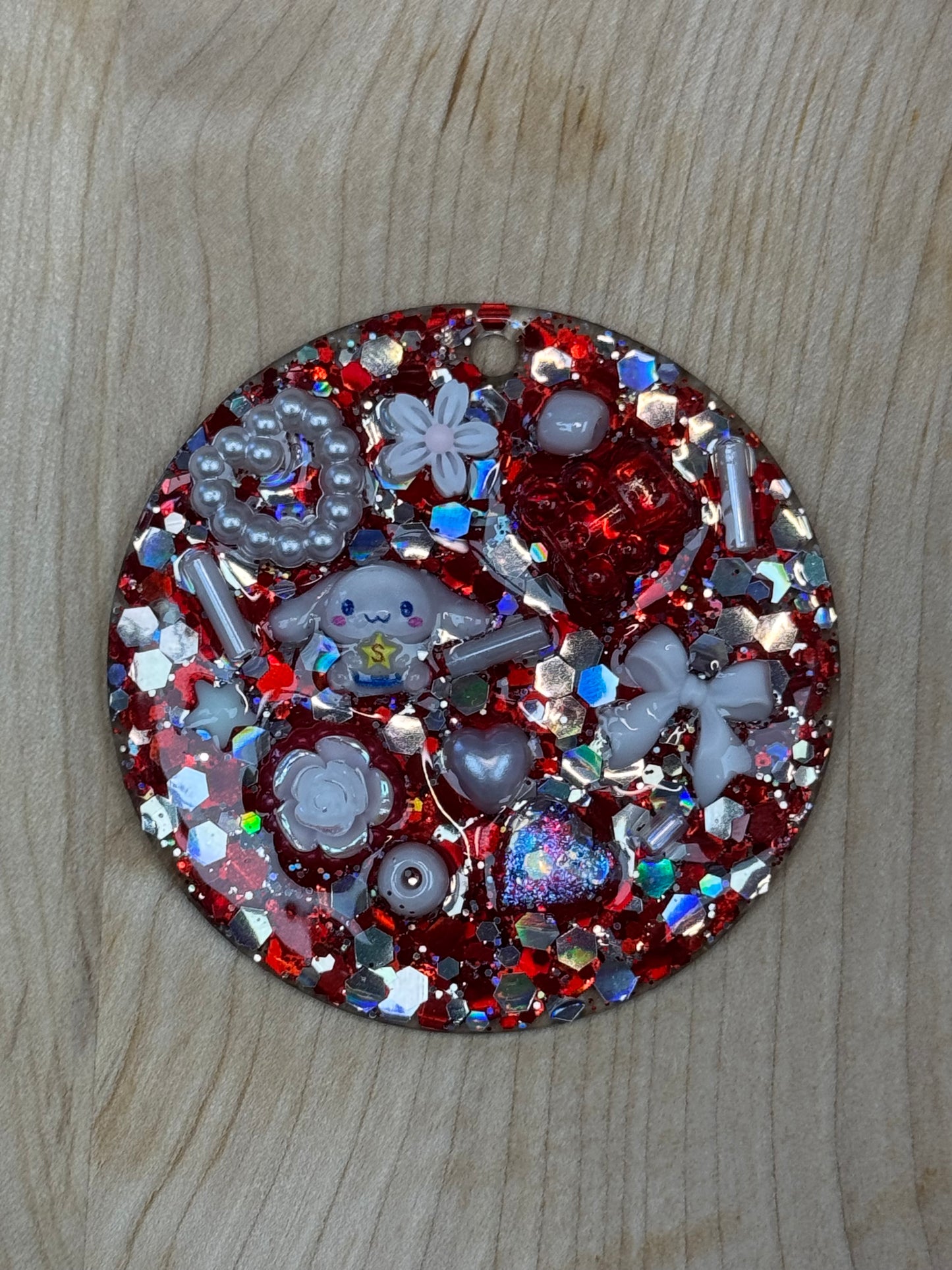 Junked round keyring -Red