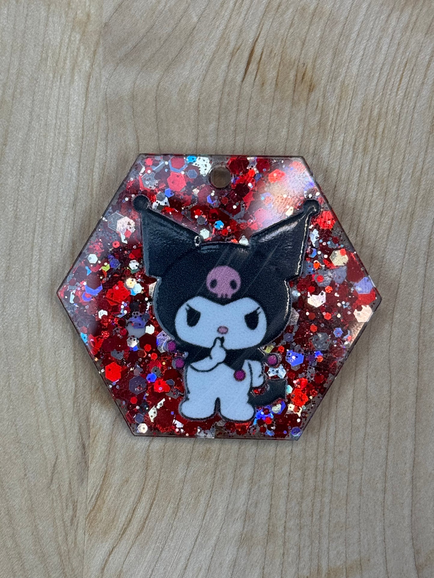 Junked hexagon keyring -Red