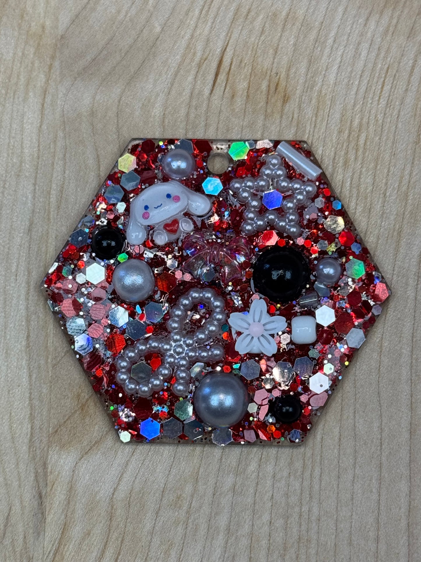 Junked hexagon keyring -Red