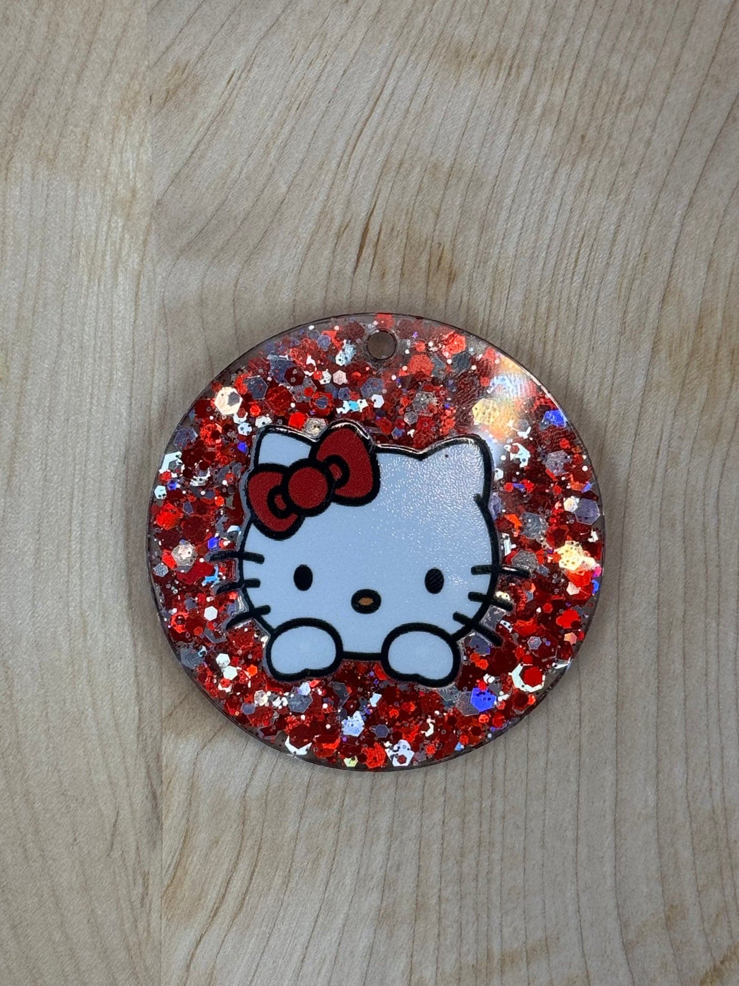 Junked round keyring -Red